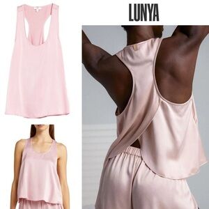 LUNYA Racerback Washable Silk Pajamas Top in Serene Pink sz L